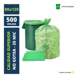 500 Bolsa De Residuo Consorcio Basura Verde Resiste 90x120