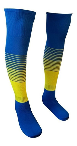 Kit 20 Pares Meião Futebol Degrade Azul Royal Com Amarelo