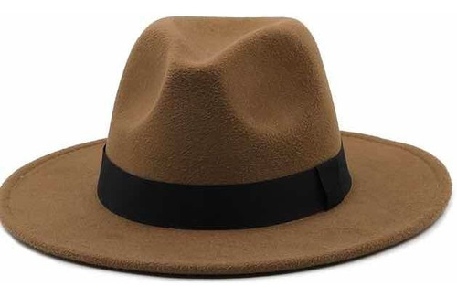 Chapéu Fedora Aba Média Feminino Masculino Preto Clássico