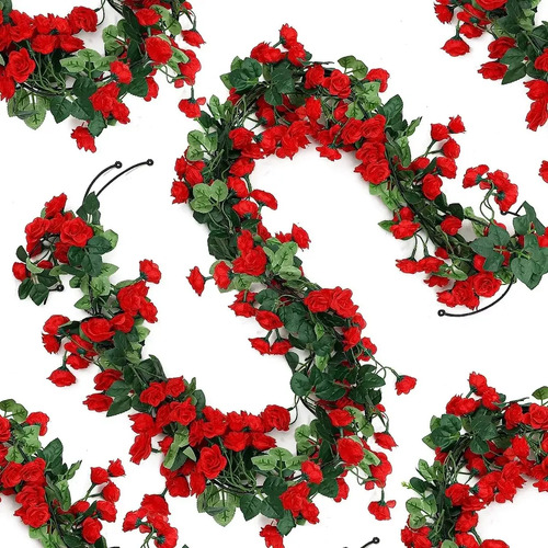 4 Artificiales Peonía Follaje Guirnalda Flores Colgante 2.5m | Meses sin interés