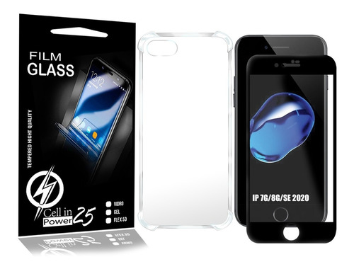 Película Vidro 3d + Capa Anti Shock Para iPhone 7 8 Se 4.7