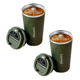 X2 Taza Termo Inteligente Vasos Termicos Termo De Cafe Porta Color Verde Oscuro