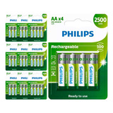 40 Pilhas Recarregaveis Aa Philips  (10  Cart)