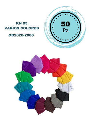 Cubrebocas Kn95 Tapabocas Colores 50 Pzs Mayoreo