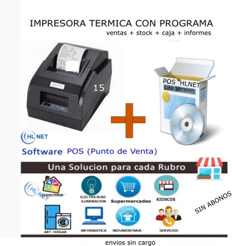 Impresora Térmica Ticket 58 Mm  + Programa Control Stock