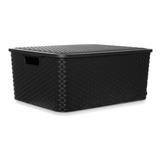 Canasto Organizador Tecson Lectra Símil Rattan Grande X2uds.