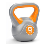 Kettlebell Colorido Crossfit Musculação Fitness 8 Kg Cor Cinza Com Laranja