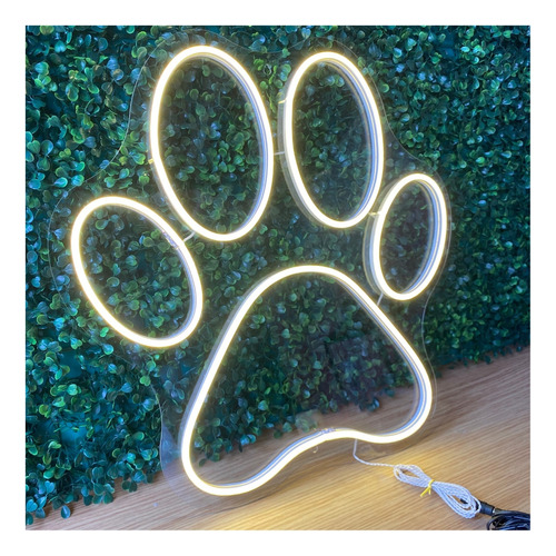Painel Neon Led Pata De Cachorro Pet Shop Veterinário Quente