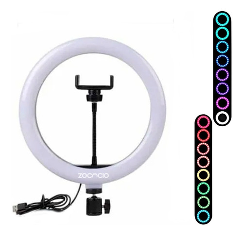 Aro De Luz Rgb Selfie 26cms Trípode Pequeño Soporte Celular