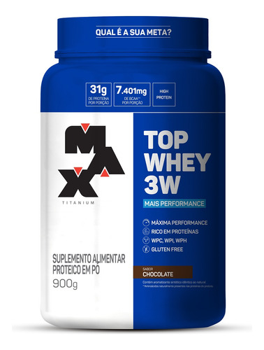 Whey Protein Top Whey 3w 900g Max Titanium - Melhor Nacional