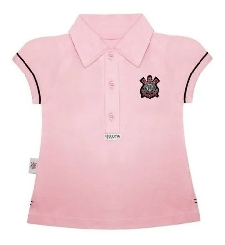 Camisa Polo Rosa Do Corinthians Infantil  Oficial Menina