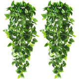 2 Pendentes Folhagem Jardim Vertical Enfeite Realista 95cm