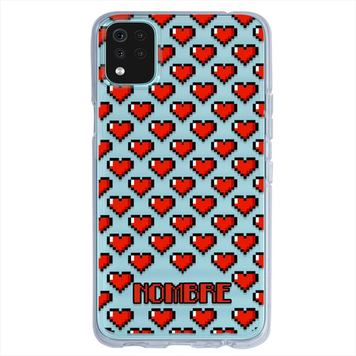 Funda LG Antigolpes Corazones Pixel Personalizada Nombre