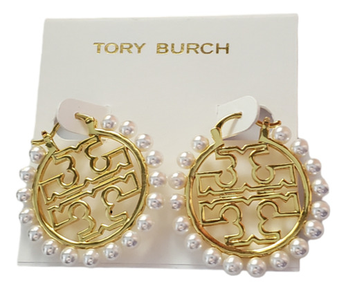 Aretes Tory Burch Arracadas De Logo Con Perlas