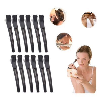 Pinza Cabello Pico De Garza 12 Piezas: Carbón Negro Lx