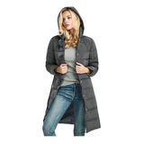 Parka Mujer Acolchada Con Cinturón Y Capuchón Gris