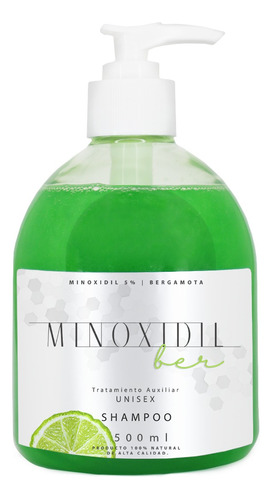 Shampoo Minoxidil 5% Y Bergamota 500ml Cabello Y Barba