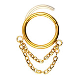 Piercing Aro Bisagra 2 Cadenas Septum Oreja 16g Dorado 1 Pz