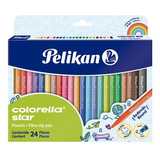 Plumones Pelikan X 24 Und Colorella Star Redondo