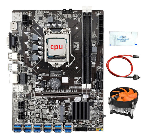 Placa Madre Btc B75 De 12 Gpu+cpu+ventilador+grasa Térmica+s