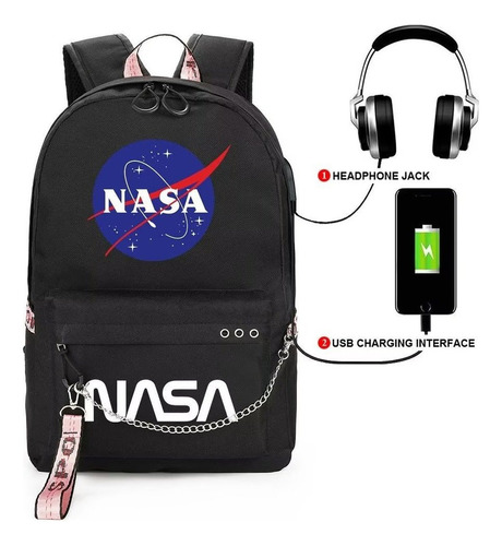 Mochila Nasa Mochilas Escolares Impermeables Con Puerto Usb