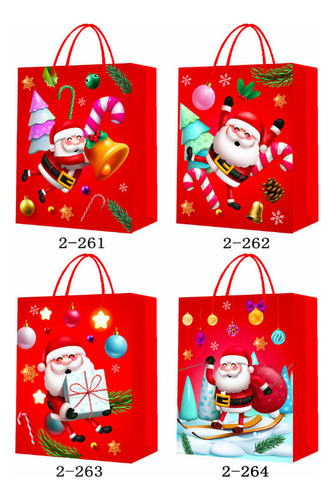 Pack 12 Bolsas De Regalo Diseños Navideños 30x40x12 Navidad