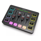 Mesa Audio 4 Canais Rgb Fifine Gaming Mixer Ampligame Sc3 