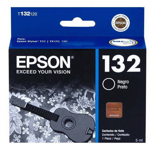 Cartucho Epson Stylus Pro T132 Negra T22 / Tx120 8ml