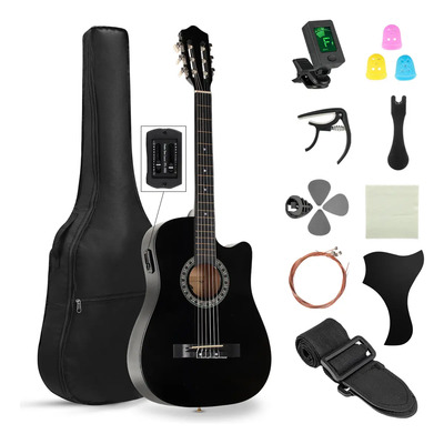 Guitarra Electrica Acustica 38in Con Ecualizador BUYIO, Tamaño Completo Con Púas, Afinador, Cuerdas Y Funda, Guitarra Electrica Acustica Mejorada Para Principiantes, Adultos Y Adolescentes | Envío gratis