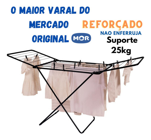 Varal De Roupa Chão Maxi Abas Mor 25kg Resistente 16,2 Mts