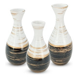 Trio De Vasos Decorativo Enfeite Estante Decoração Rack Sala