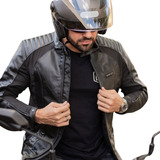 Jaqueta Motociclista De Couro Custom Texx Storm Masculina