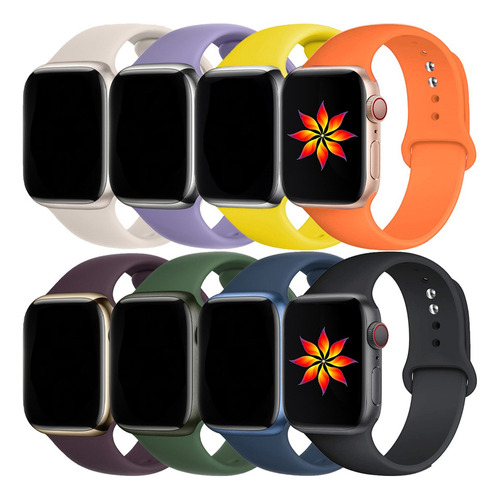 8 Correas De Silicona Para Apple Watch Band Ultra 8 7 Se 5 3