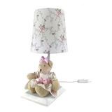 Abajur Ursa Ursinha Provençal Rosa Luminária Luminária Bebê Cor Da Estrutura Branco