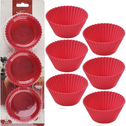 Jogo 6 Formas De Silicone Cupcakes 6,5cm Forno Microondas