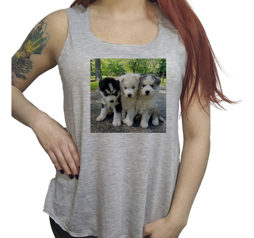 Musculosa Acampanada Husky Siberiano Cachorros