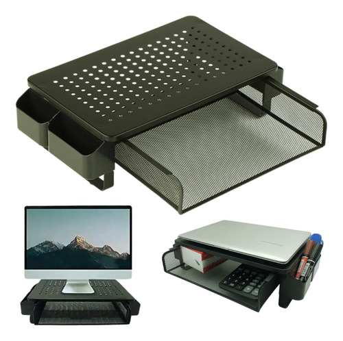 Soporte Monitor Pc Notebook Metalico Cajon Organizador 