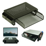 Soporte Monitor Pc Notebook Metalico Cajon Organizador 