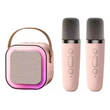 Caixa De Som Com 2 Microfone  Led Infantil Sem Fio Bluetooth