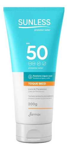 Protetor Solar Fps 50 Sunless 200g Toque Seco Oil Free