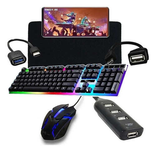 Mobilador Completo Teclado Mouse P/ Tablet Pubg Free Fire