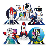 6 Enfeite Display Decoração De Mesa Tema Festa Astronauta