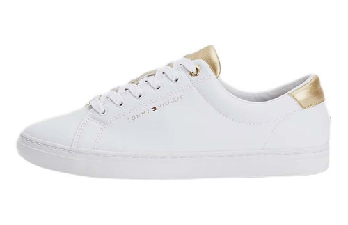 Tenis Tommy Hilfiger Fw0fw06701 Mujer Blancos Touch Of Gold