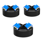 3pz Cable Vga A Vga Macho 5 Metros Doble Filtro Proyector 