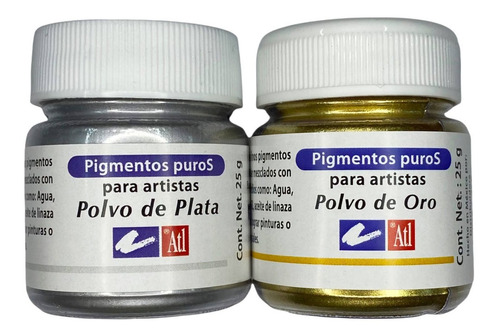 Pigmento Metálico Oro Y Plata Set 2pz Oleo Resina Acrilico