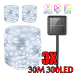 Guirnalda De Luces Solares, 3 X 30 M, Resistente Al Agua