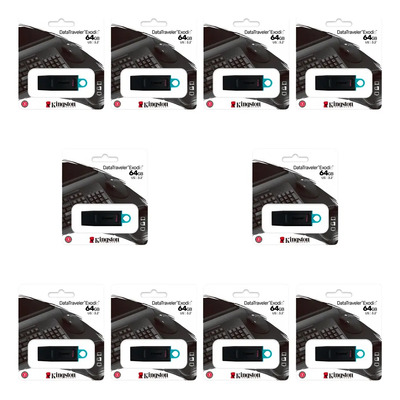 kit pack paquete 10 Memoria USB Kingston Exodia DTX\u002F64GB DTX\u002F64GB 64GB 3.2 Lisa negro mayoreo | Meses sin interés