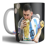 Taza Cerámica Messi Mundial Lionel Argentina Campeón Qatar