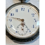 Reloj De Bolsillo Remontoir Plata Cuadrante Porcelana Oro