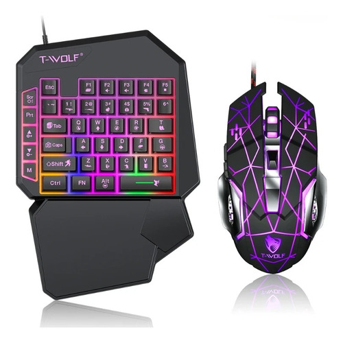 Kit Teclado Mouse Gamer Una Sola Mano T-wolf